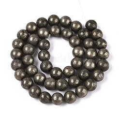 Natürliche Pyrit Perlen Stränge&nbsp;G-S249-01-8mm