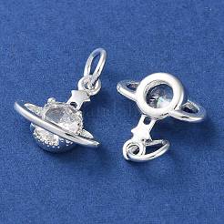Placage de crémaillère en laiton micro pavé breloques en zircone cubique claire&nbsp;KK-D097-03S