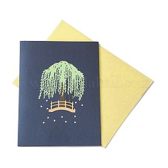Biglietto di auguri di carta pop-up rettangolo 3d salice&nbsp;AJEW-A008-02