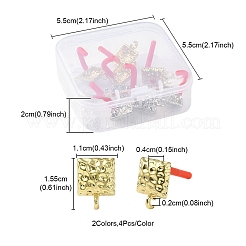 8 Stück 2-Farben-Rack-Plating-Legierungs-Ohrstecker-Ohrring-Zubehörse&nbsp;FIND-YW0003-82C