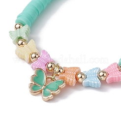 Braccialetto elasticizzato surfista heishi in argilla polimerica con perline acriliche&nbsp;BJEW-JB09916-02