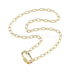 Collares de cadena de latón con cierre de mosquetón ovalado de circonita cúbica de colores para mujer.&nbsp;NJEW-JN06462