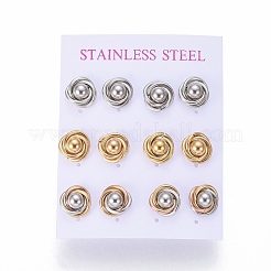 Pendientes de botón de acero inoxidable 304&nbsp;EJEW-L241-01B
