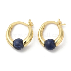 Boucles d'oreilles créoles rondes en sodalite naturelle&nbsp;EJEW-A099-03G-06