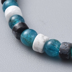 Bracelets extensibles en perles d'obsidienne naturelles apatite et howlite et flocon de neige&nbsp;BJEW-JB04697-01