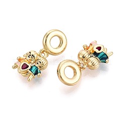 Europäische Anhänger aus Messing mit Mikropflaster und klarem Zirkonia und Emaille&nbsp;KK-T079-70G