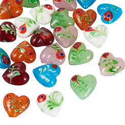 24 Stück 6 Farben handgemachte holprige Millefiori-Glasperlen&nbsp;LAMP-CW0001-11