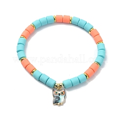 Pulseras elásticas con cuentas de columna de arcilla polimérica&nbsp;BJEW-JB09782