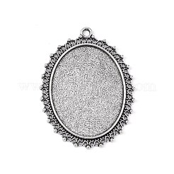 Alliage de style tibétain supports cabochons de plateau ovale&nbsp;TIBEP-5437-AS-FF