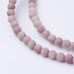 Bereift natürliche rhodonite runde Perle Stränge&nbsp;G-G735-09F-4mm