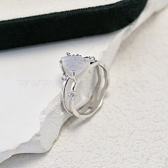 Dreieck 925 Sterling Silber mit natürlichen Mondstein Fingerringe&nbsp;FS-WGDF753-02