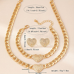 Herz-Legierung Kristall Strass Kette Halsketten & Ohrstecker & Link Armbänder Sets&nbsp;FS-WGBF8A8-01