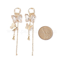 Orecchini pendenti a farfalla in vetro con zirconi chiari&nbsp;EJEW-TA00153-04