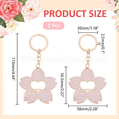 Schlüsselanhänger mit Emaille-Blumen&nbsp;KEYC-WH0038-64