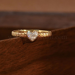 Bague en argent sterling avec micro pavé de zircones cubiques transparentes et cœur 925&nbsp;FS-WGC3F33-02