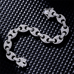 Hip-Hop-Legierung Micro Pave Zirkonia Gliederkettenarmbänder für Damen&nbsp;LS-KD4183-2