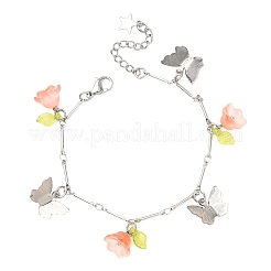 Sprühlackierte Glasperlen und 201 Edelstahl-Charm-Armbänder&nbsp;BJEW-JB12419-01