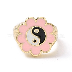 Fleur en émail avec bagues yin yang&nbsp;RJEW-H108-01A-KCG