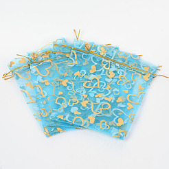 Cuore stampato borse organza&nbsp;OP-R022-13x18-01
