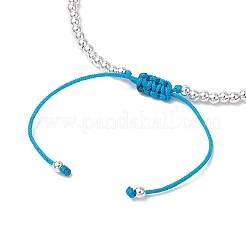 Bracelets tressés en perles rondes en laiton pour femmes&nbsp;BJEW-JB11718-01