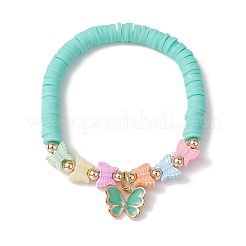 Braccialetto elasticizzato surfista heishi in argilla polimerica con perline acriliche&nbsp;BJEW-JB09916-02