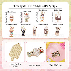 36pcs 9 styles de pendentifs en émail en alliage&nbsp;ENAM-BG0001-05