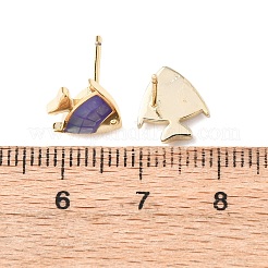 Boucles d'oreilles à tige en forme de poisson en laiton émaillé&nbsp;EJEW-I322-19G