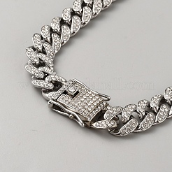 Legierung Strass kubanische Panzerkette Halsketten & Armbänder Sets&nbsp;SJEW-WH0007-08