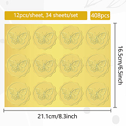 34 Blatt selbstklebende Aufkleber mit Goldfolienprägung&nbsp;DIY-WH0509-014