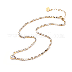 Kristall-Strass-Herz-Anhänger-Halskette mit Tennisketten&nbsp;NJEW-D296-04G
