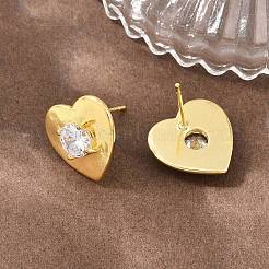 Pendientes de tuerca de circonio cúbico con micro pave de latón&nbsp;KK-Z166-02G