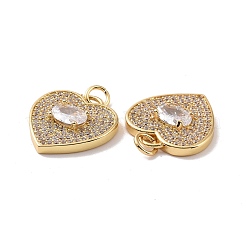 Pendentifs de cœur en laiton avec zircone cubique de micro pave&nbsp;KK-G435-01G-04