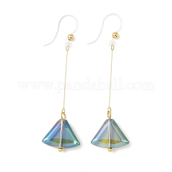 Boucles d'oreilles pendantes en forme d'éventail en résine et acier inoxydable 304 galvanisé&nbsp;EJEW-Z129-11G-03