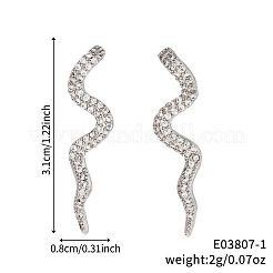 Glänzende Ohrstecker aus Messing mit klarem Zirkonia in Schlangenform&nbsp;AB3395-1