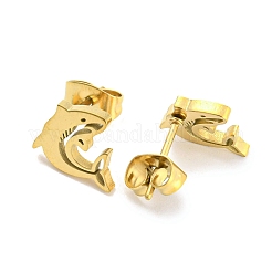 Ohrstecker aus Edelstahl 304 mit ausgehöhltem Hai&nbsp;EJEW-G359-02G