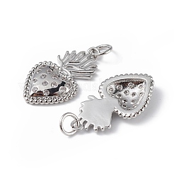 Porte micro ouvrent pendentifs zircone cubique en laiton de placage&nbsp;KK-F848-11P