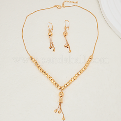 Eleganti orecchini pendenti con nappe in ottone vintage e set di collane con ciondolo per donna&nbsp;MN4192