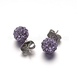 Polymer Clay Strass-Kugelgelenkohrringe&nbsp;EJEW-F0083-02