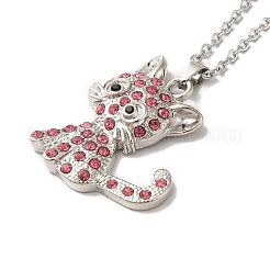 Collier pandant de chat de strass d'alliage avec des chaînes de câble&nbsp;NJEW-K248-01P-02