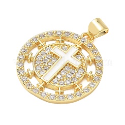 Colgantes religiosos con cruz de latón y circonitas cúbicas transparentes micro pavé&nbsp;CU-CBA83A6-03A-G02
