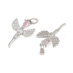 Pendentifs en laiton micro pavé de zircons cubiques roses&nbsp;CU-CBABDE1-10P