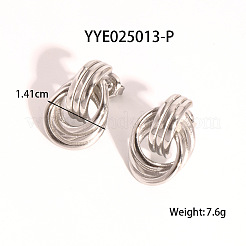 Pendientes de botón con nudo multicircular y textura de acero inoxidable 304&nbsp;WP5091-2