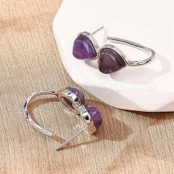 Valentinstag-Herzohrstecker aus natürlichem Amethyst&nbsp;EJEW-T053-01P-09
