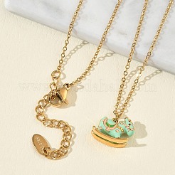 Collane con ciondolo a forma di cavallo a dondolo in acciaio inossidabile 304 smaltato per donna&nbsp;NJEW-T022-01A