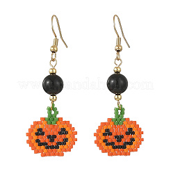 Boucles d'oreilles pendantes tissées en perles de verre pour Halloween (femme)&nbsp;EJEW-MZ00780