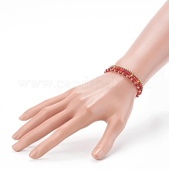 Ensembles de bracelets de perles extensibles en verre et laiton&nbsp;BJEW-JB06151