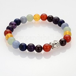 Bracciali di perline di stirata della pietra preziosa buddista&nbsp;BJEW-JB01874