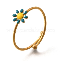 Anelli aperti in acciaio inossidabile smaltato daisy 304 per donna&nbsp;RJEW-M061-01G-10