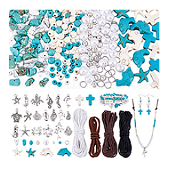 Kit fai da te per braccialetti/collane con perline turchesi sintetiche&nbsp;DIY-PH0031-47