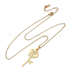Colliers à pendentif rose en acier inoxydable 304&nbsp;NJEW-K308-05C-G
